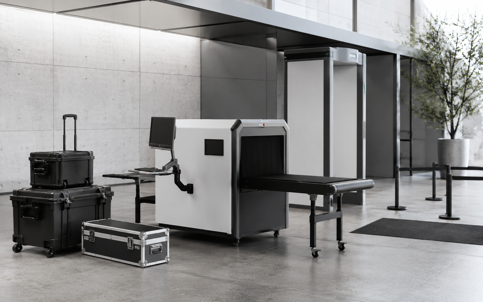Portable X-ray scanner prepared for temporary deployment